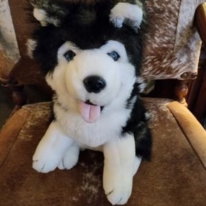 Stuffed animal looks like a husky very nice shape clean